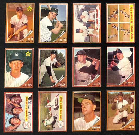 Lot of (22) Miscellaneous UNSIGNED 1962 TOPPS New York Yankees Cards 199424