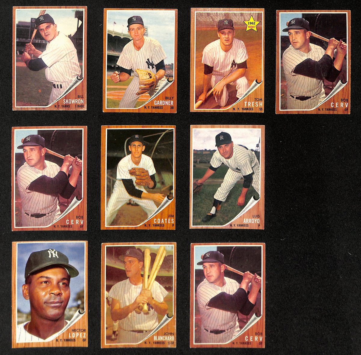 Lot of (22) Miscellaneous UNSIGNED 1962 TOPPS New York Yankees Cards 199424