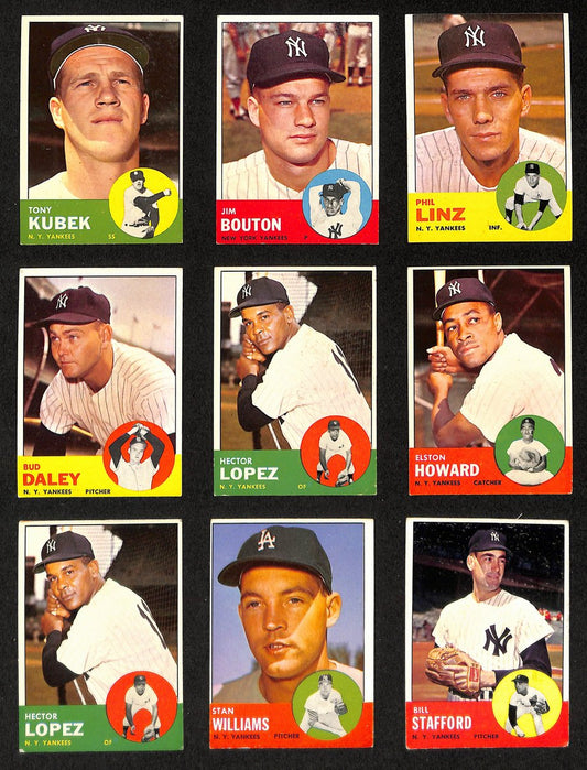 Lot of (9) Miscellaneous UNSIGNED 1963 TOPPS New York Yankees Cards 199427