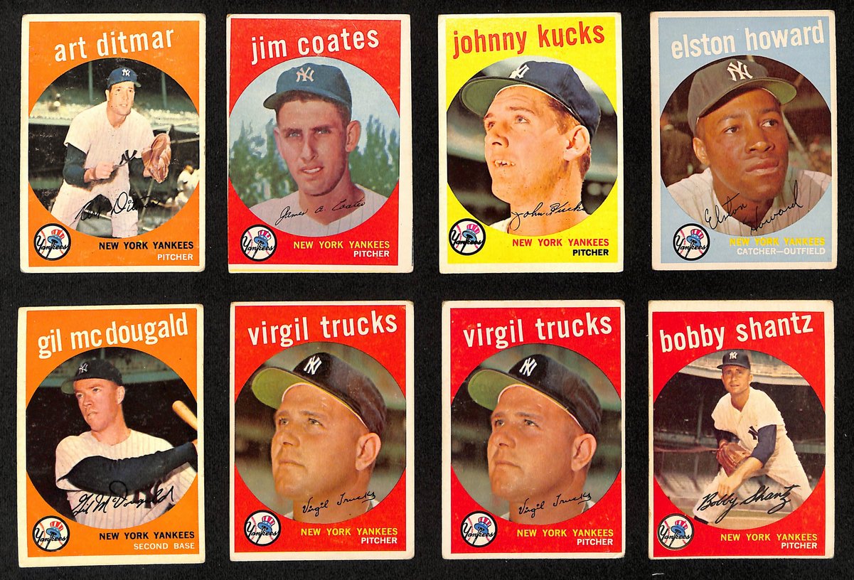 Lot of (8) Miscellaneous UNSIGNED 1959 TOPPS New York Yankees Cards 199428