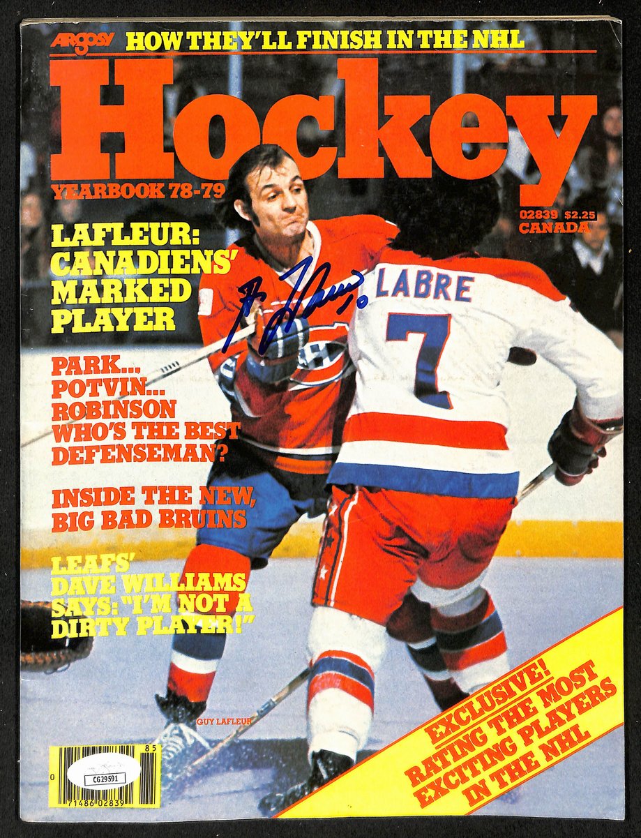 Guy Lafleur HOF Signed 1978-79 HOCKEY Yearbook Magazine Canadiens JSA 198460