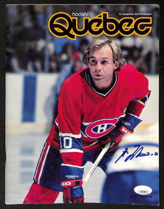 Guy Lafleur HOF Signed/Auto 1977 Hockey Program Quebec vs. Montreal JSA 198462