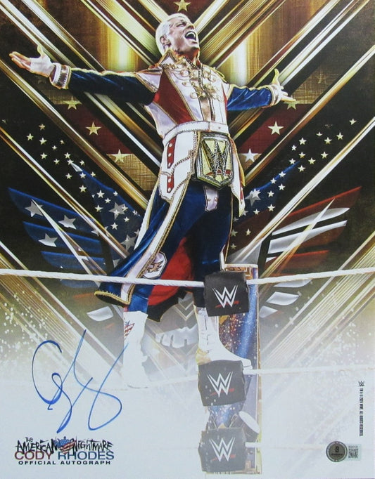 Cody Rhodes WWE Champ Signed/Autographed 11x14 Photo BAS/Beckett 198482