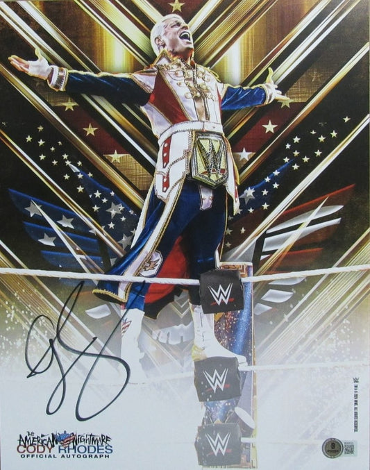 Cody Rhodes WWE Champ Signed/Autographed 11x14 Photo BAS/Beckett 198483