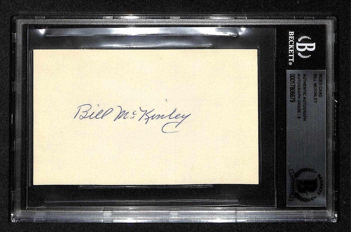 Bill McKinley A.L. Umpire Signed/Auto 3x5 Index Card - MINT 9 BAS/Beckett 199681