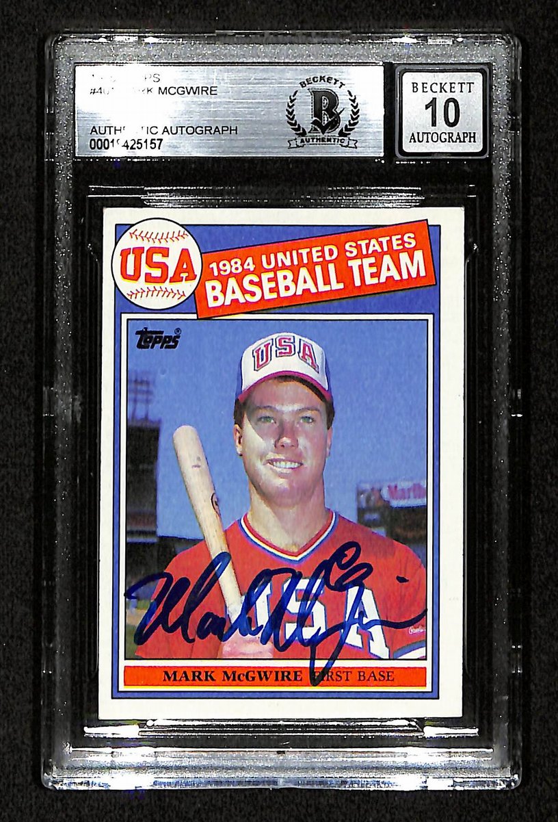 Mark McGwire Signed 1985 TOPPS Rookie Card #401 GEM MINT 10 BAS/Beckett 199679