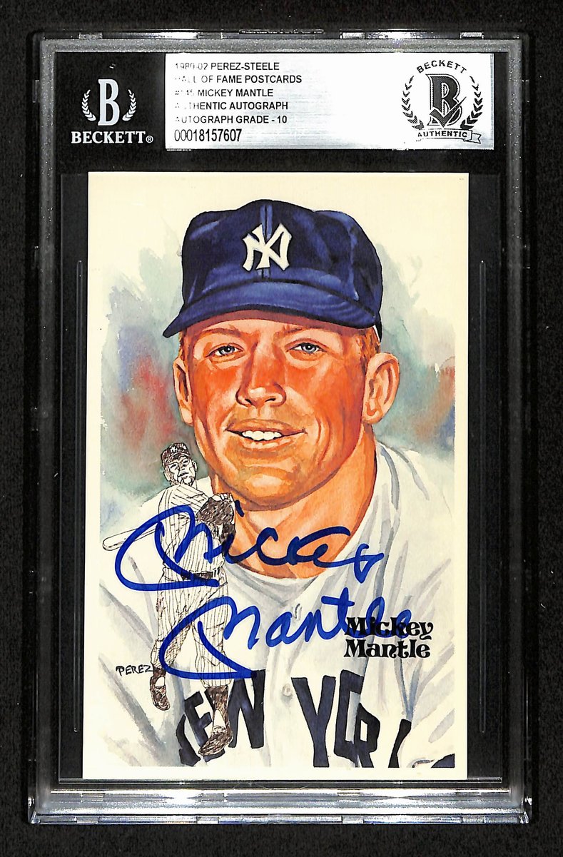 Mickey Mantle Signed 1981 Perez-Steele Postcard GEM MINT 10 BAS/Beckett 199682