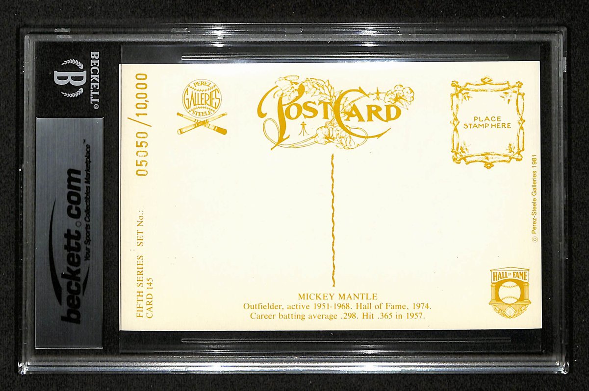 Mickey Mantle Signed 1981 Perez-Steele Postcard GEM MINT 10 BAS/Beckett 199682