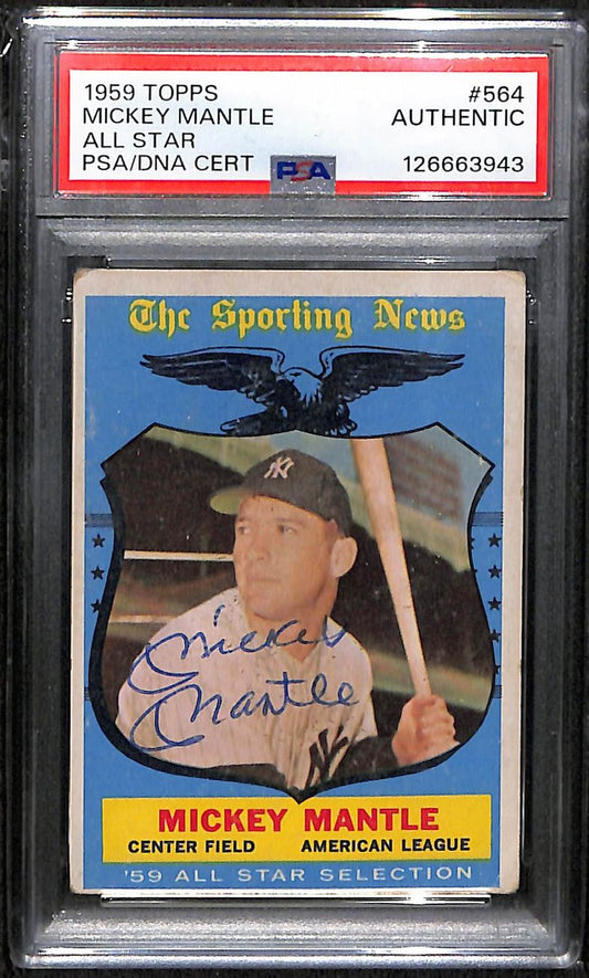 Mickey Mantle Signed/Auto 1959 Topps All Star Card #564 Yankees PSA/DNA 199064