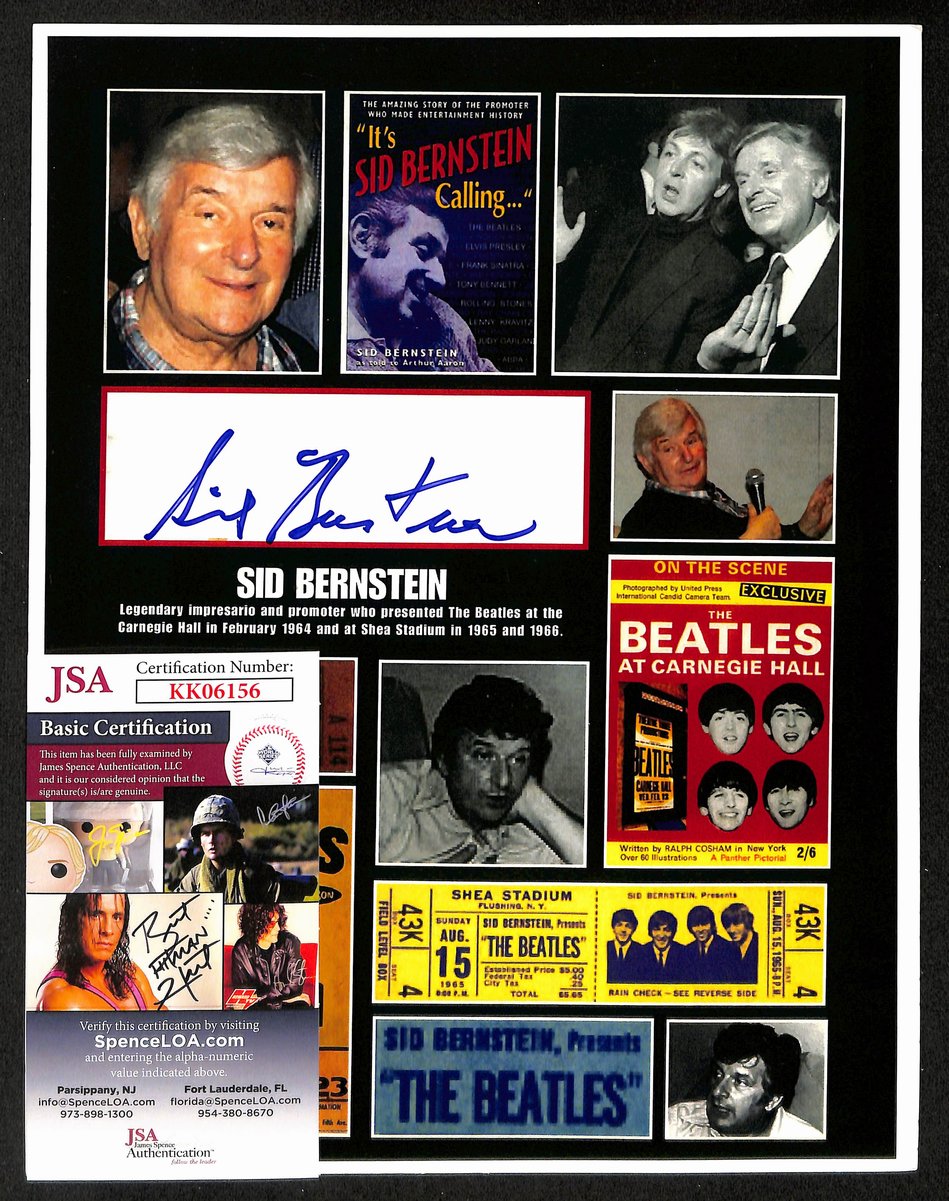 Sid Bernstein Signed/Auto 8.5x11 Photo Beatles Promoter Shea Stadium JSA 199385