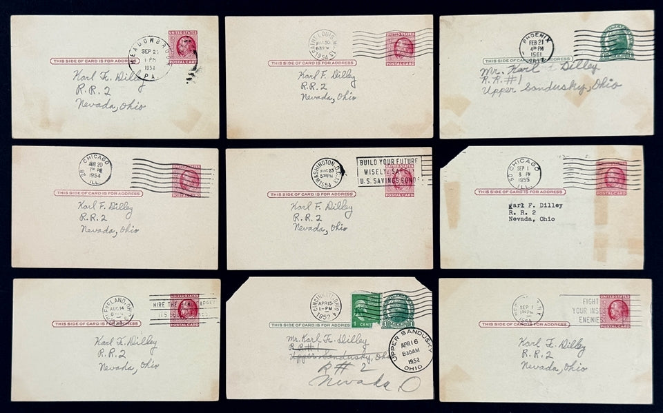 Lot of (9) Baseball Greats Signed/Autographed Government Postcards (GPC) 200513