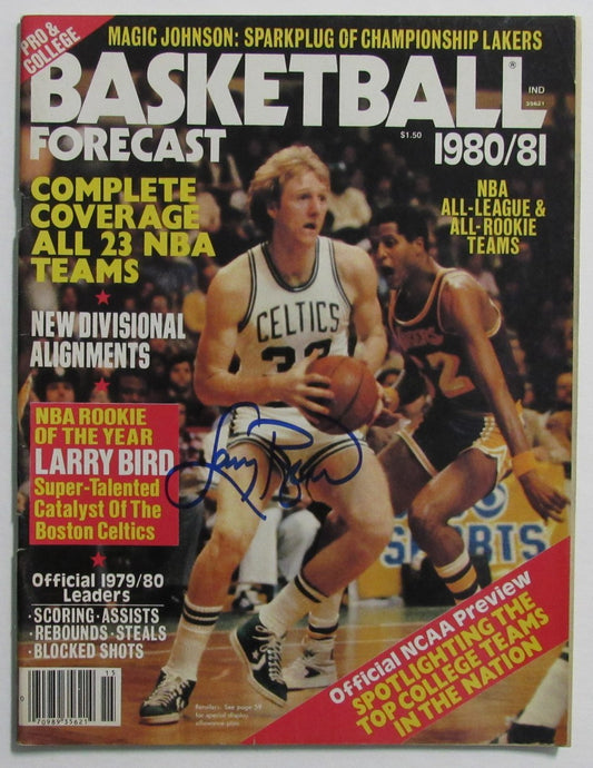 Larry Bird Signed 1980/81 Basketball Forecast Magazine Newstand PSA/DNA BA199052