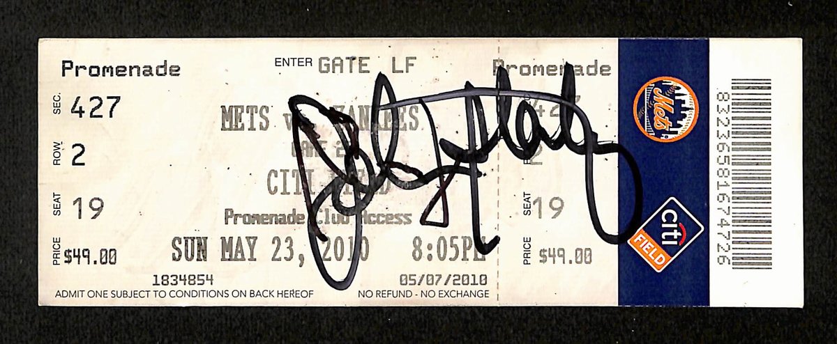 Johan Santana Signed/Auto 5/23/2010 Mets vs. Yankees Full Ticket 194143