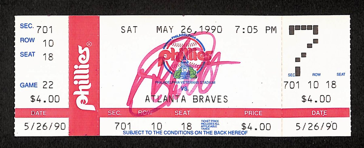 Mike Schmidt Signed 5/26/1990 Phillies Full Ticket Jersey Number Retired 194144