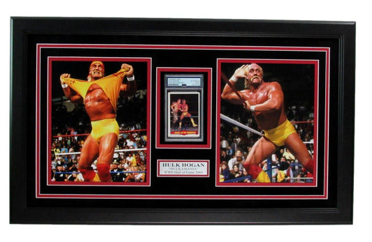 Hulk Hogan HOF WWE Signed Trading Card w/8x10 Photo Collage Framed PSA/DNA 19996