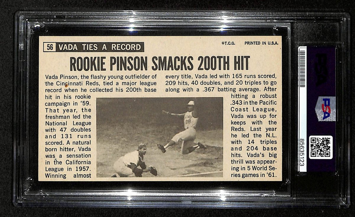 Vada Pinson Signed/Autographed 1964 TOPPS Giants Card #56 Reds PSA/DNA 200333