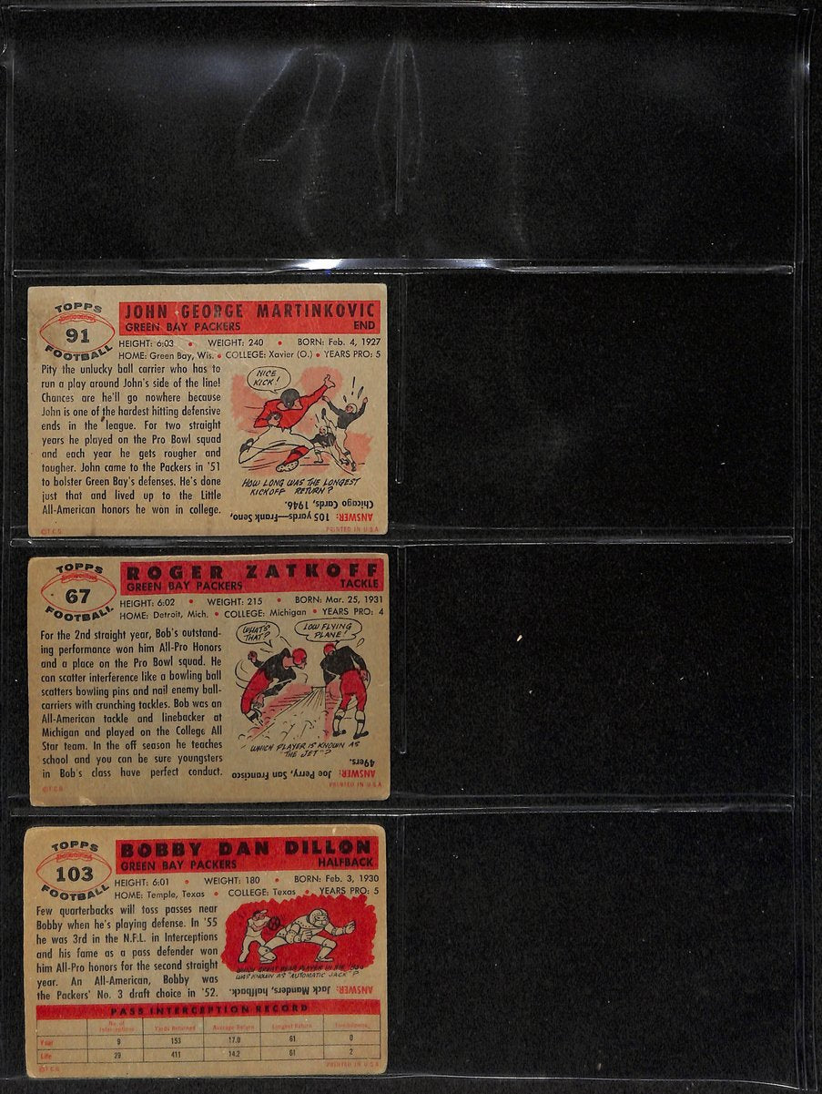 1956 TOPPS Football Cards Green Bay Packers Complete Team Set (10) 200307