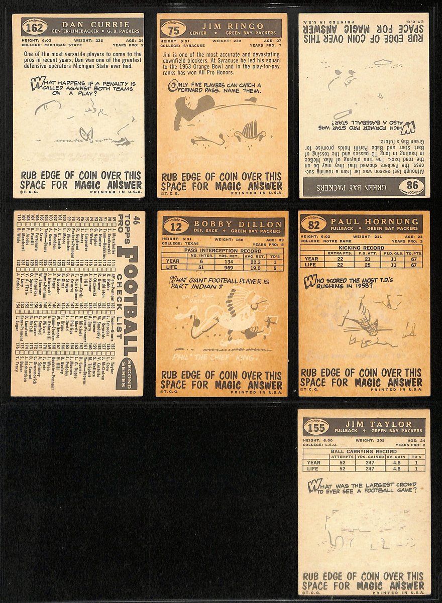 1959 TOPPS Football Cards Green Bay Packers Partial Team Set (15/16) 200310