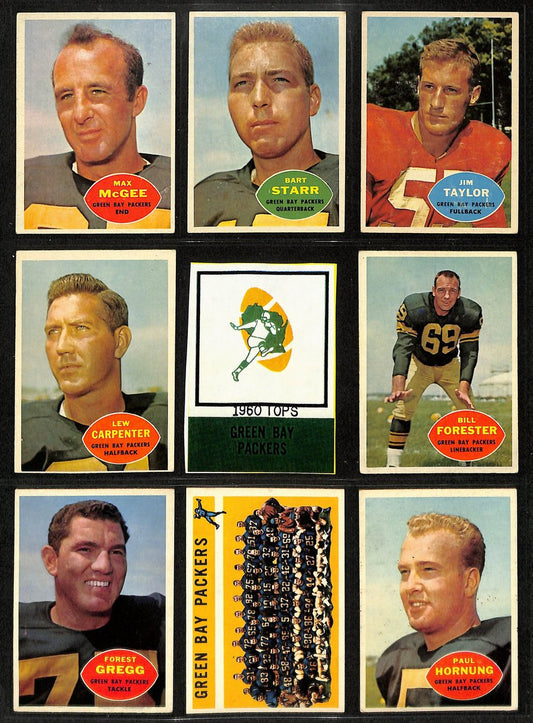1960 TOPPS Football Cards Green Bay Packers Complete Team Set (10) 200311