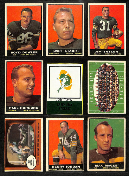 1961 TOPPS Football Cards Green Bay Packers Complete Team Set (10) 200312