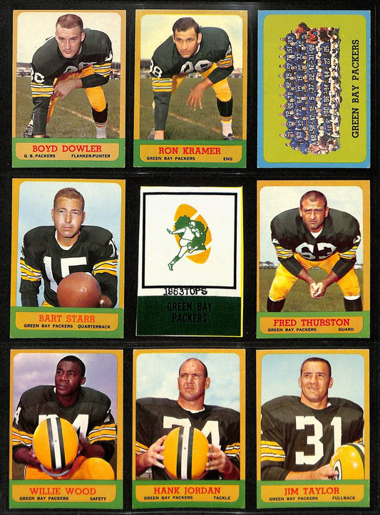 1963 TOPPS Football Cards Green Bay Packers Partial Team Set (11/12) 200315