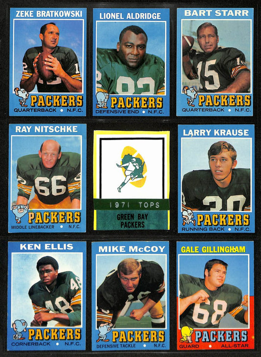 1971 TOPPS Football Cards Green Bay Packers Complete Team Set (10) 200322