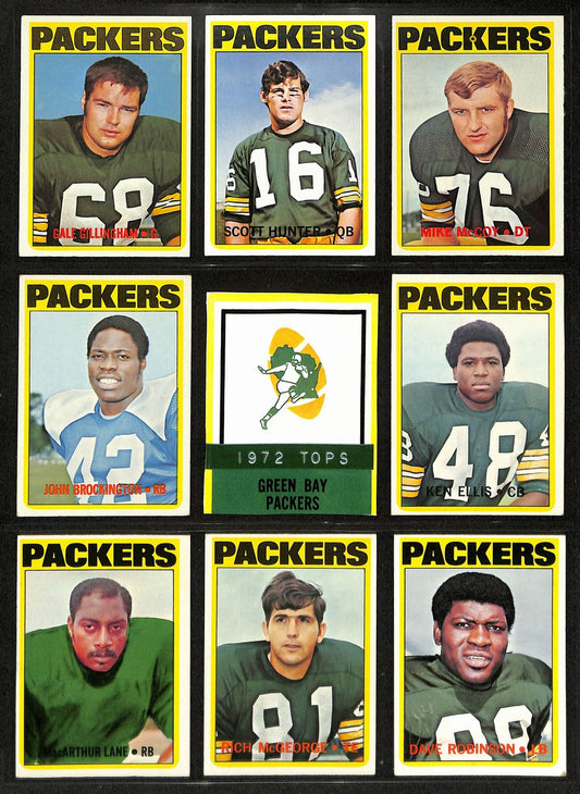 1972 TOPPS Football Cards Green Bay Packers Partial Team Set (12/13) 200323