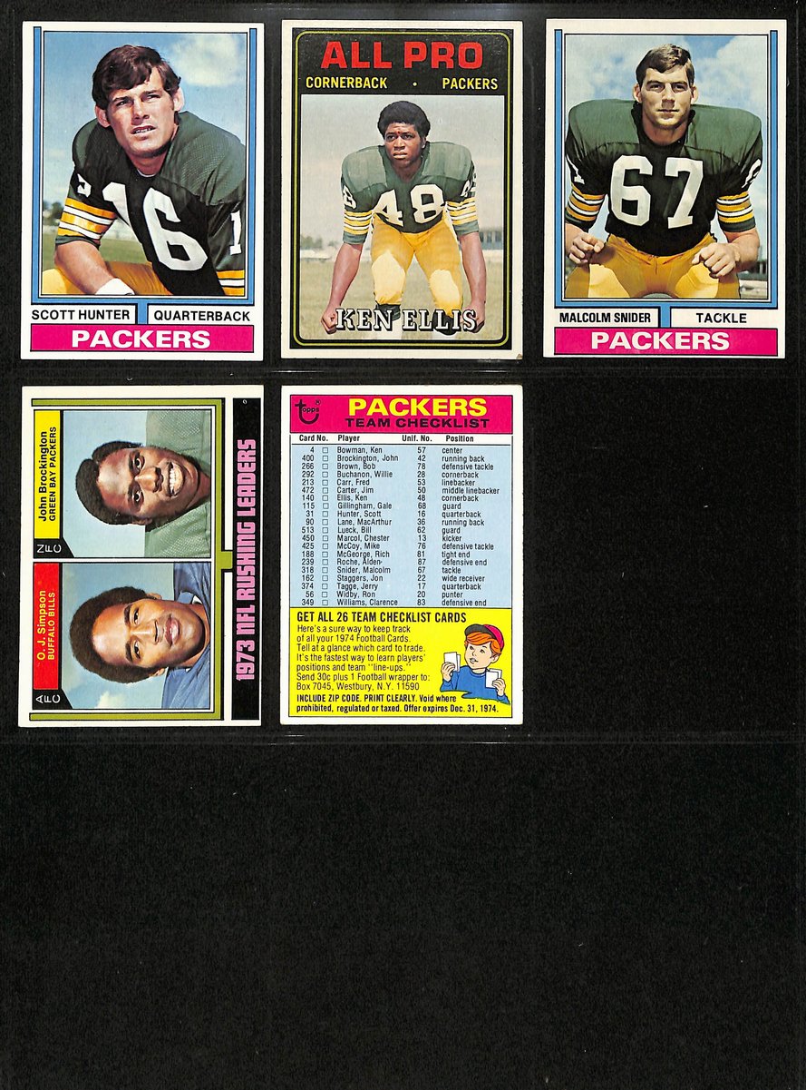 1974 TOPPS Football Cards Green Bay Packers Complete Team Set (22) 200325