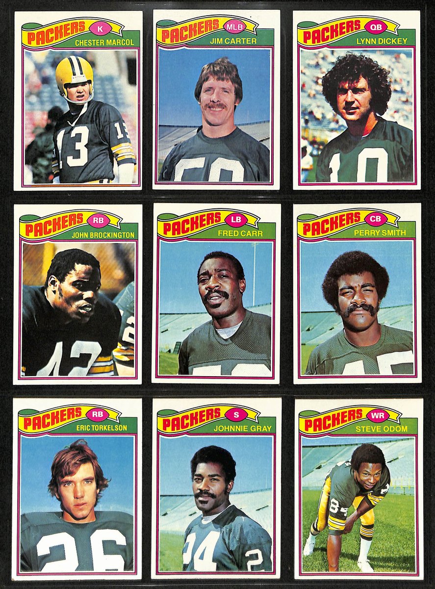 1977 TOPPS Football Cards Green Bay Packers Complete Team Set (18) 200328