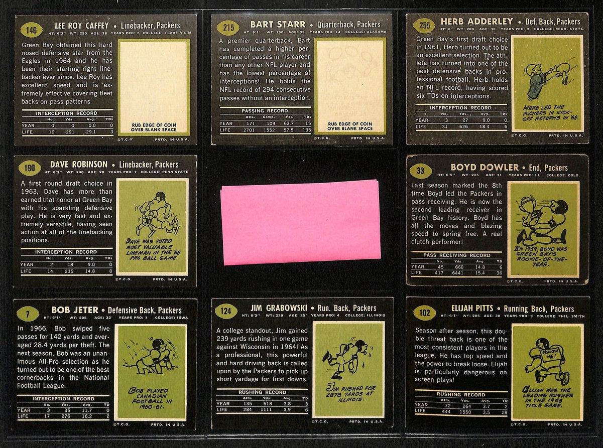 1969 TOPPS Football Cards Green Bay Packers Complete Team Set (12) 200332