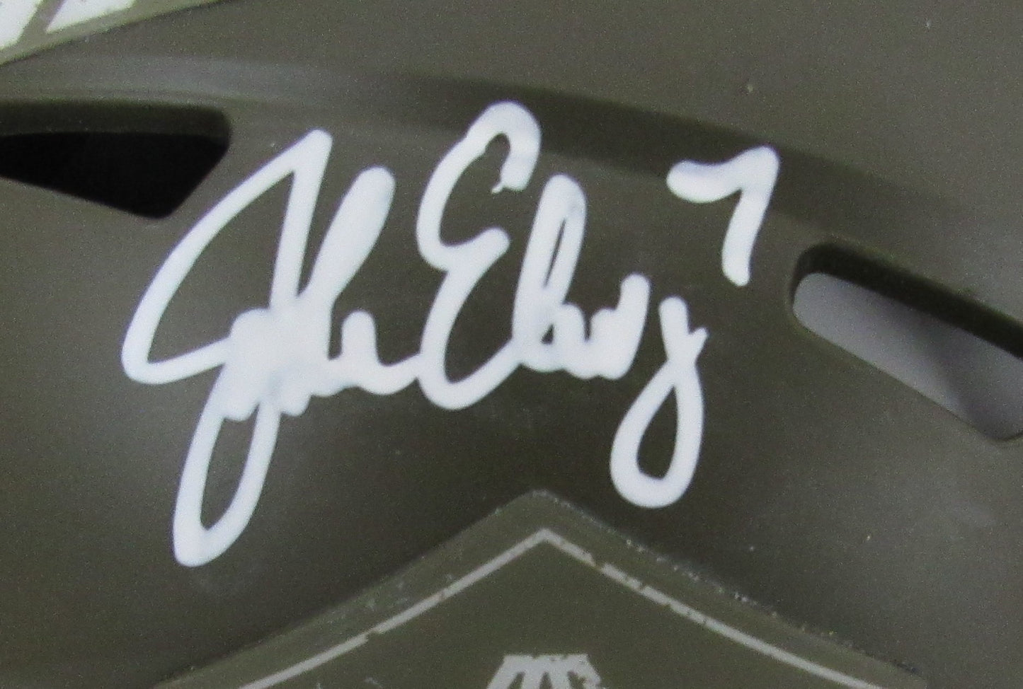 John Elway HOF Signed HOF Salute to Service Mini Helmet Broncos Beckett 200053
