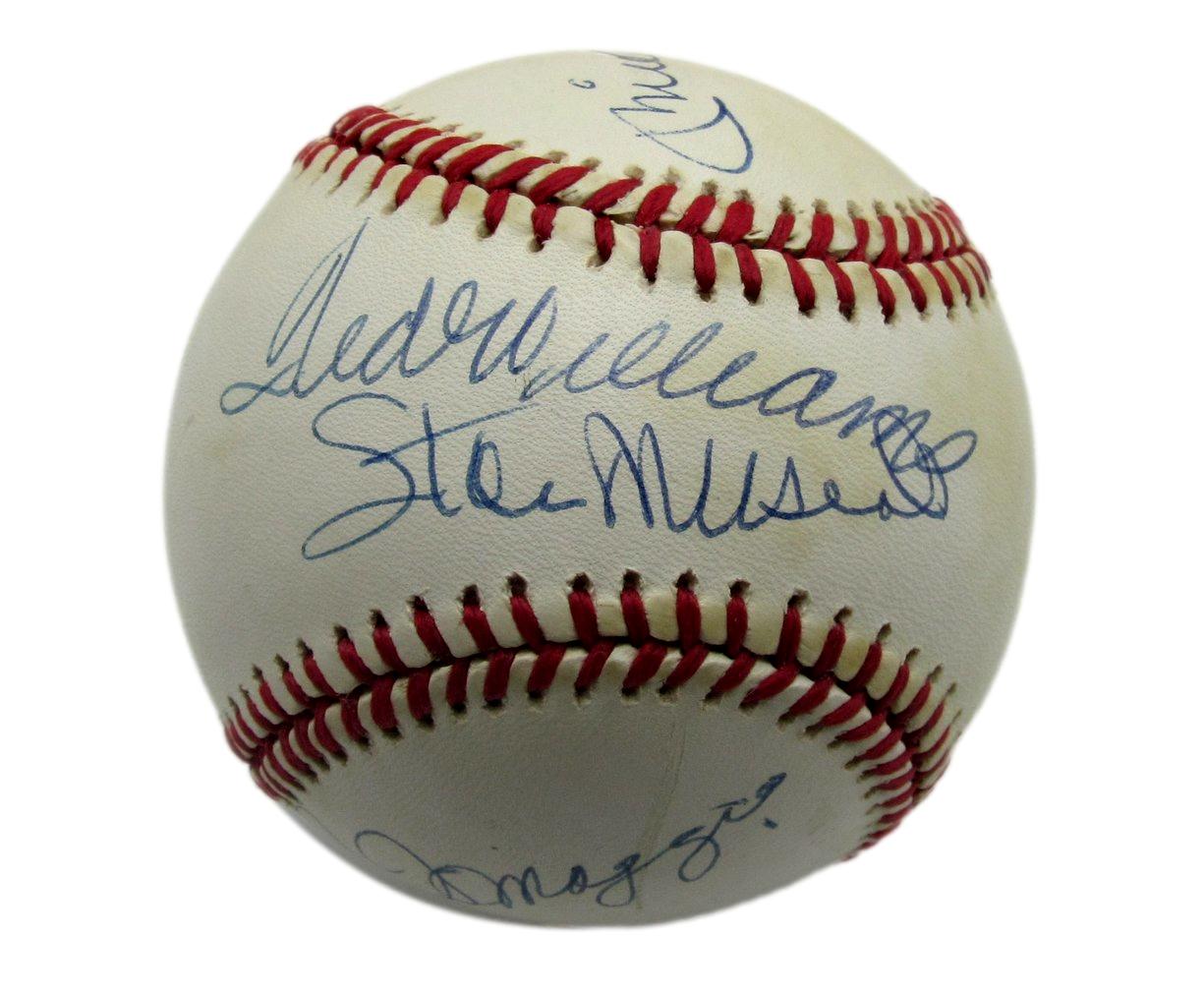 Mantle/Williams/DiMaggio/Musial Multi-Signed OAL Baseball RARE PSA/DNA 200076