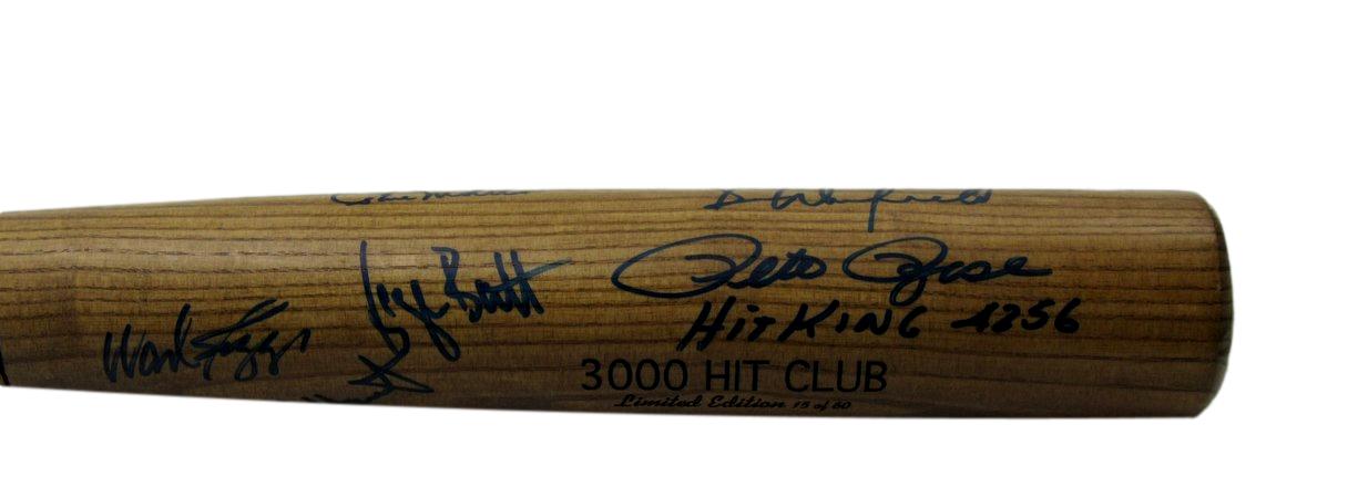 3000 Hit Club Bat Multi-Signed (12) Rose Gwynn Brett HOF ++ 15/60 PSA/DNA 200764