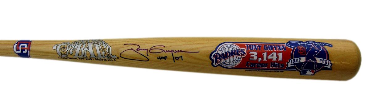 Tony Gwynn HOF Signed/Inscribed Cooperstown Statistic Bat Padres JSA 200102