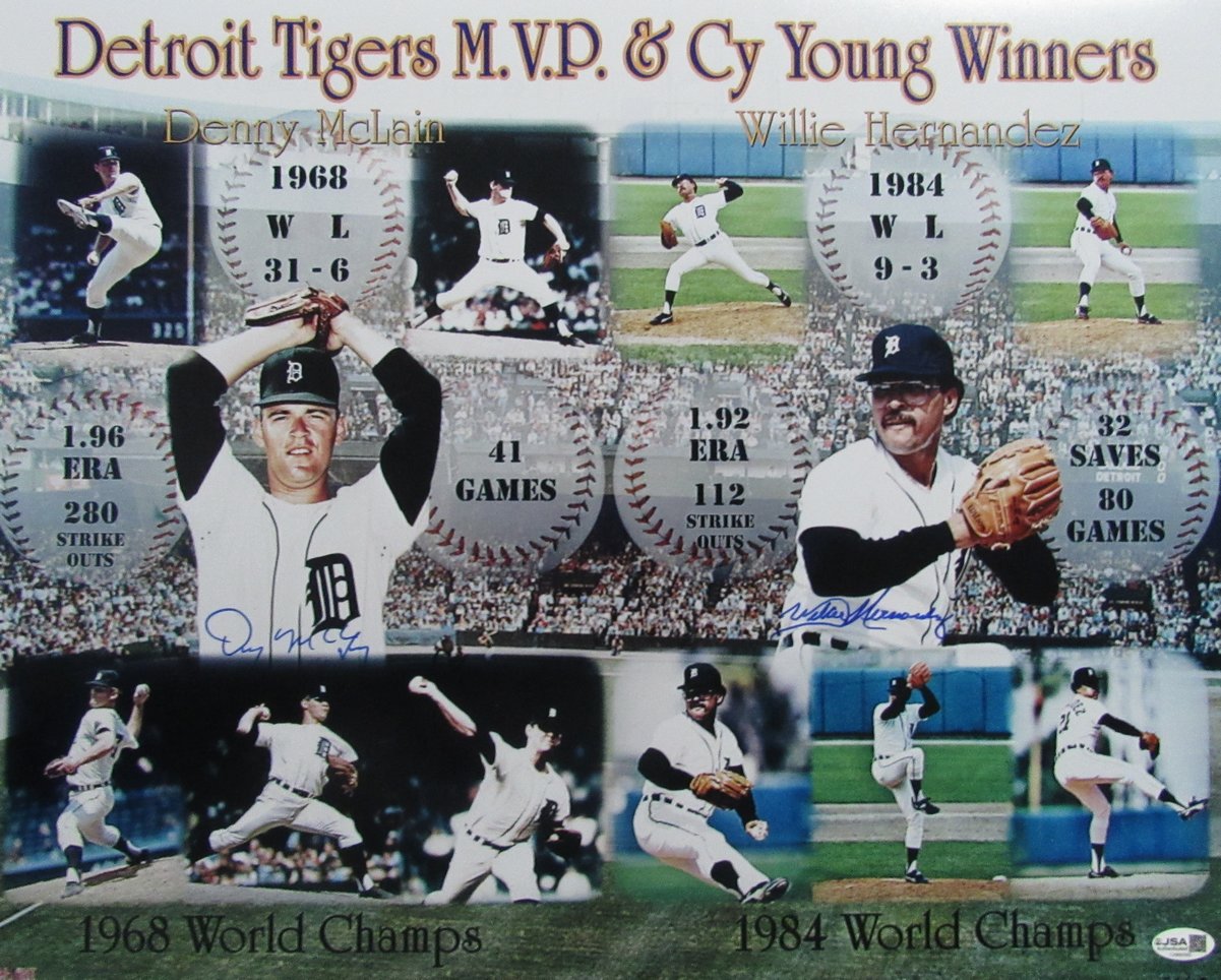 Denny McLain/Willie Hernandez Dual-Signed 16x20 Photo WS Champ Tigers JSA 200117