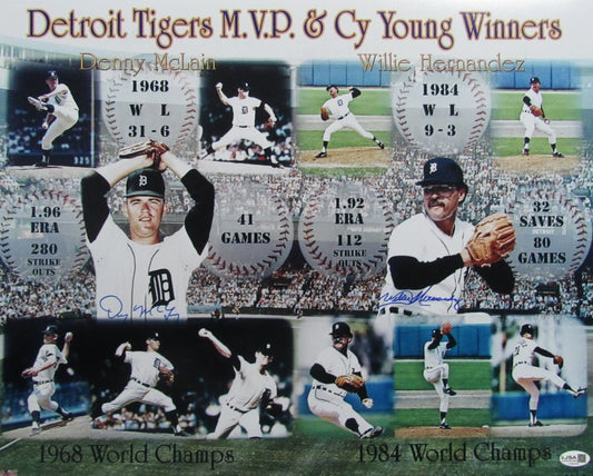 Denny McLain/Willie Hernandez Dual-Signed 16x20 Photo WS Champ Tigers JSA 200117