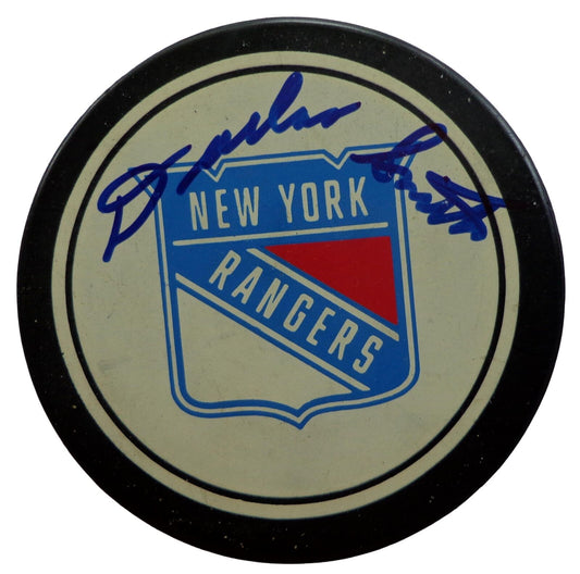 Dallas Smith Autographed New York Rangers Hockey Puck Beckett 181040