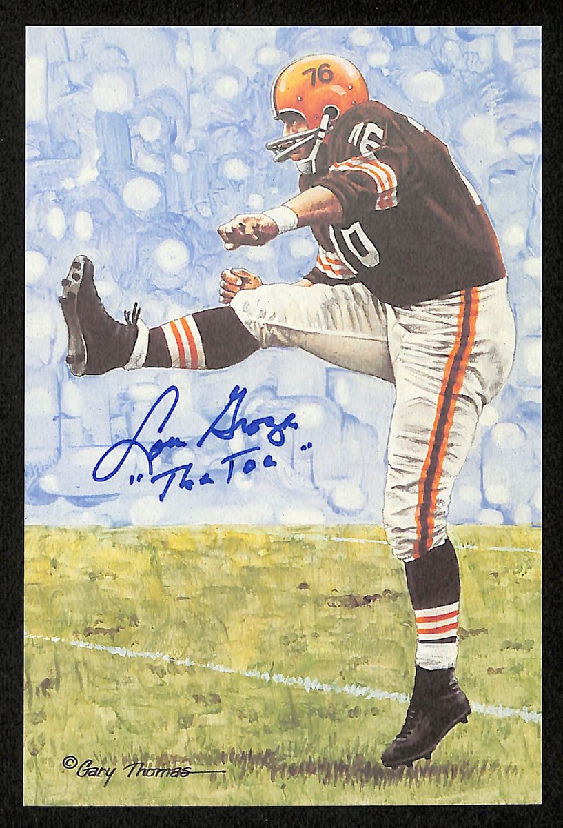 Lou Groza Signed/Inscr 1991 GLAC/Goal Line Art Postcard Browns PSA/DNA 200336