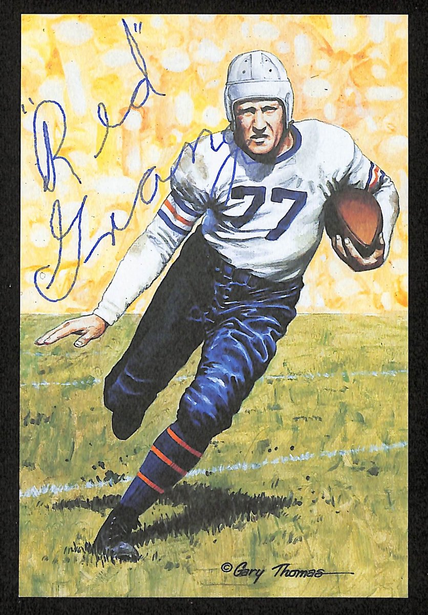 Harold (Red) Grange Signed 1989 GLAC/Goal Line Art Postcard Bears PSA/DNA 200338