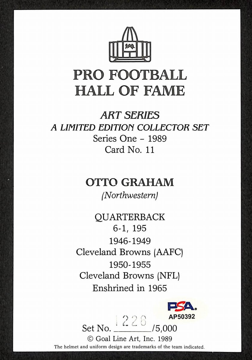 Otto Graham Signed 1989 GLAC/Goal Line Art Postcard Browns PSA/DNA 200339
