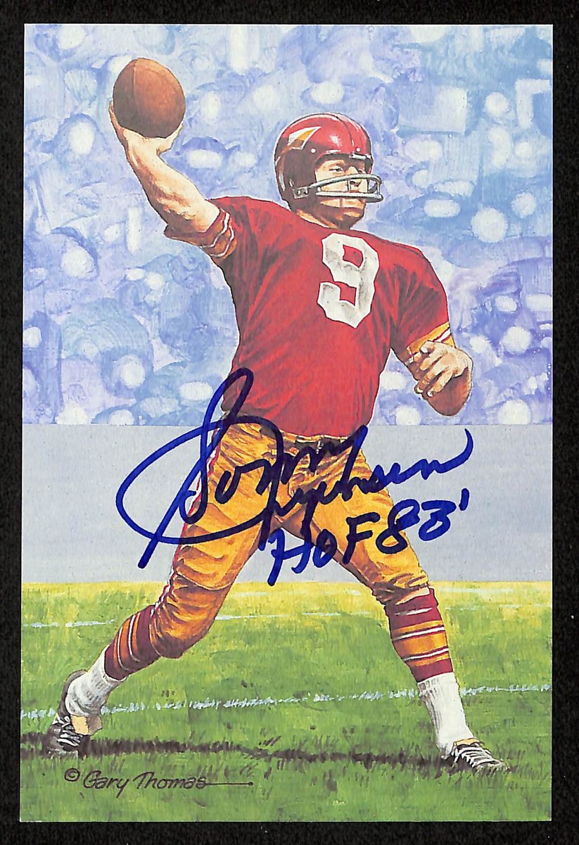 Sonny Jurgensen Signed/Inscr 1991 GLAC/Goal Line Art Postcard Redskins PSA/DNA