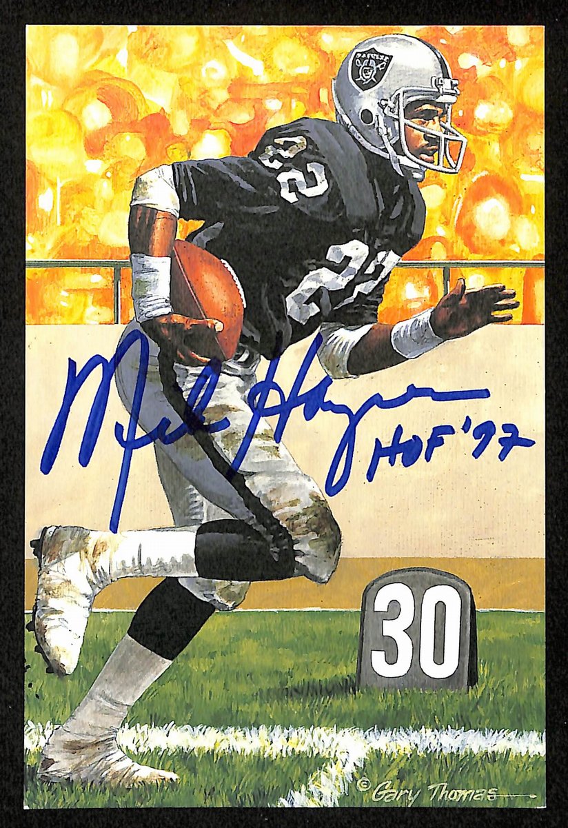 Mike Haynes Signed/Inscr 1997 GLAC/Goal Line Art Postcard Raiders PSA/DNA 200356