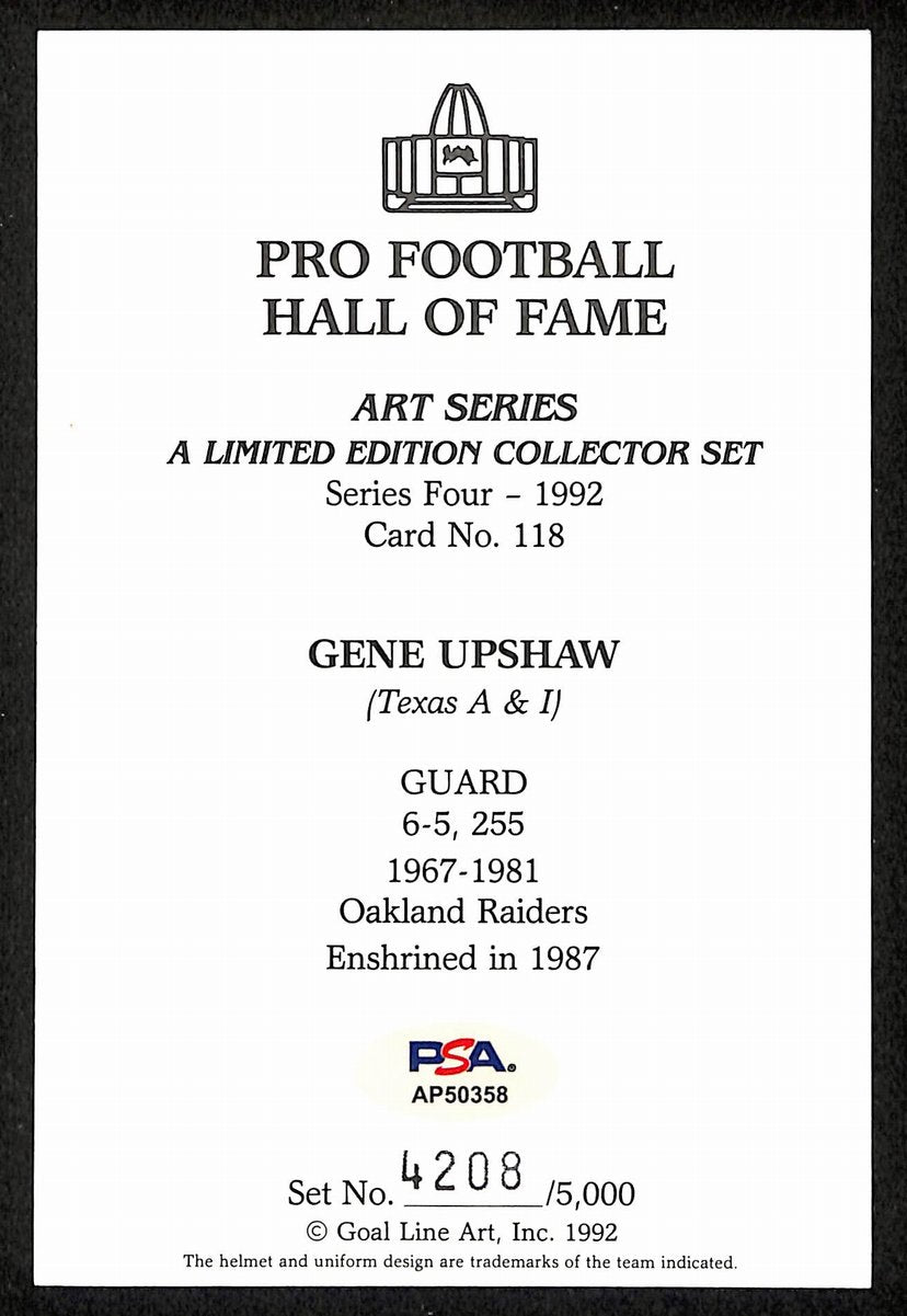 Gene Upshaw Signed/Auto 1997 GLAC/Goal Line Art Postcard Raiders PSA/DNA 200361