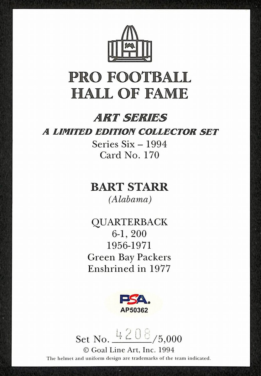 Bart Starr Signed/Auto 1994 GLAC/Goal Line Art Postcard Packers PSA/DNA 200365