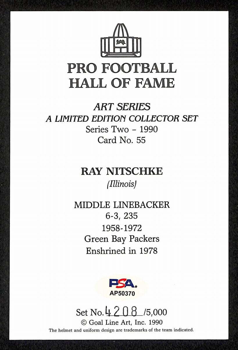 Ray Nitschke Signed/Auto 1990 GLAC/Goal Line Art Postcard Packers PSA/DNA 200373