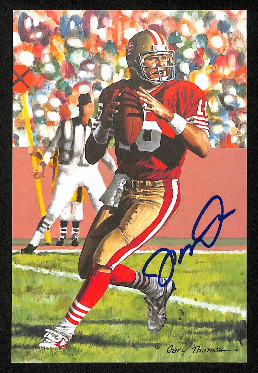 Joe Montana Signed/Inscr 2000 GLAC/Goal Line Art Postcard 49ers PSA/DNA 200376