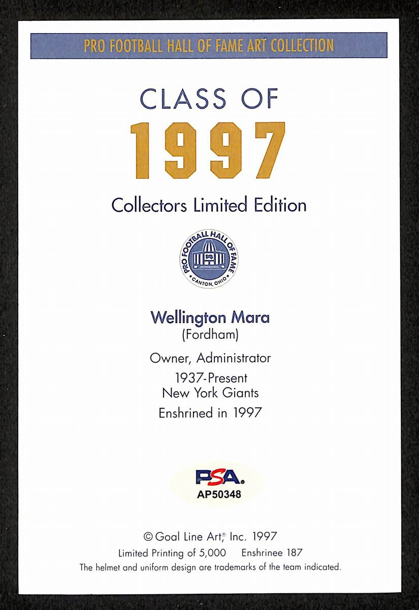 Wellington Mara Signed 1997 GLAC/Goal Line Art Postcard Giants PSA/DNA 200380
