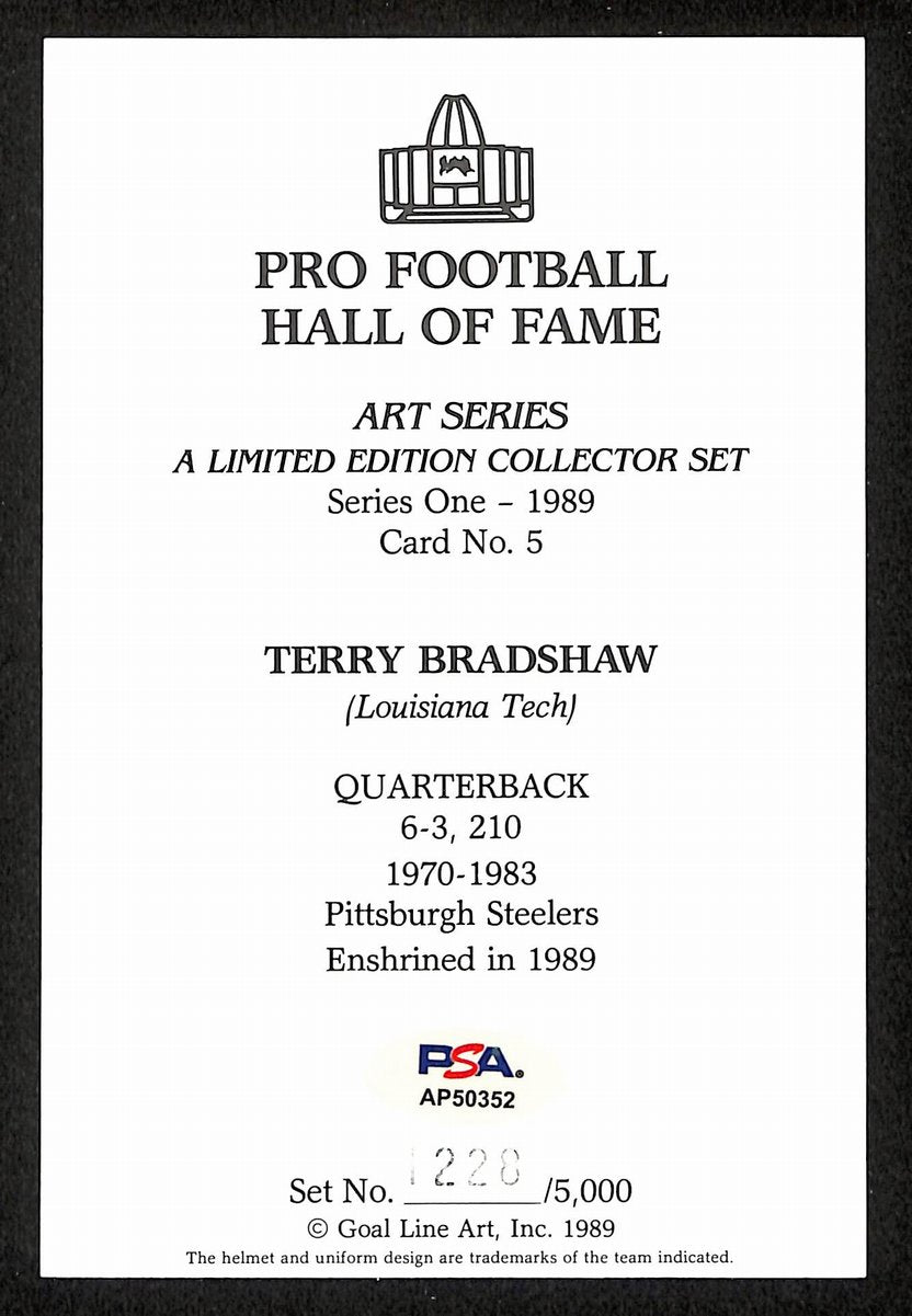 Terry Bradshaw Signed 1989 GLAC/Goal Line Art Postcard Steelers PSA/DNA 200384