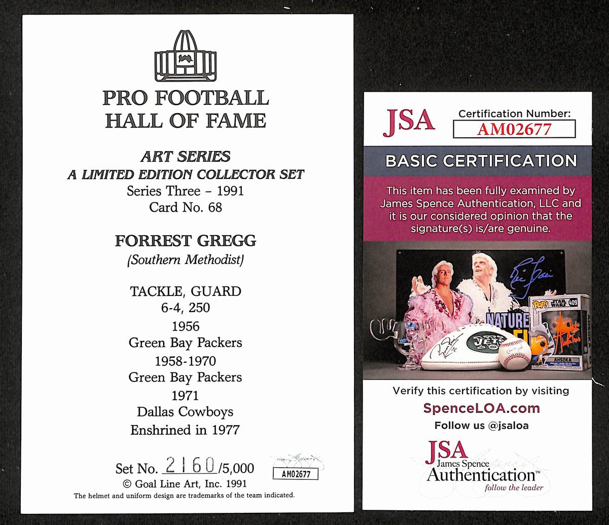 Forrest Greggg Signed/Auto 1991 GLAC/Goal Line Art Postcard Packers JSA 199699