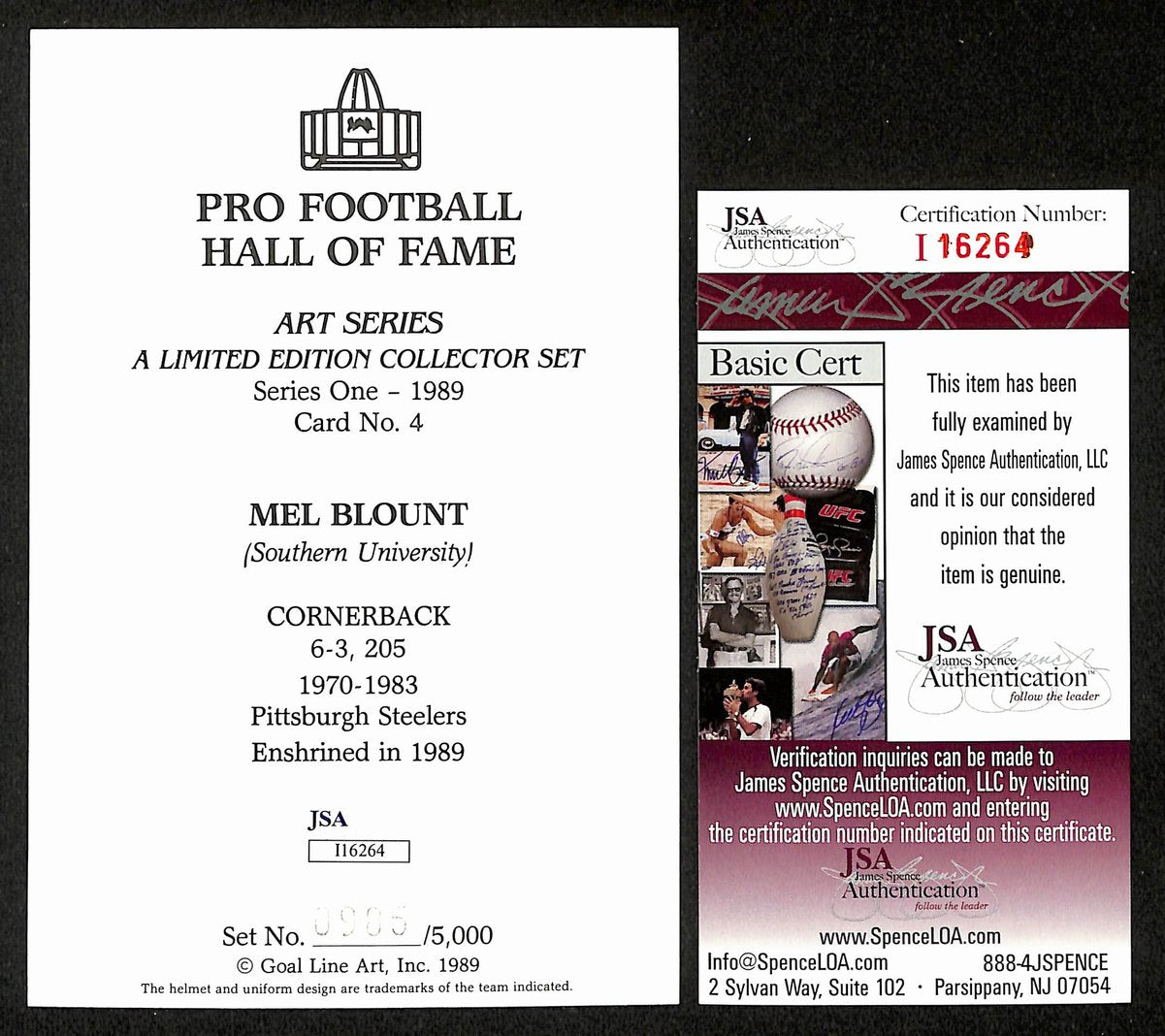 Mel Blount Signed 1989 GLAC/Goal Line Art Postcard Steelers JSA 200284